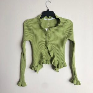 Merritt Charles Green Ribbed Cardigan
